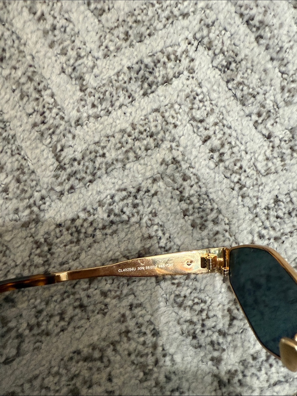 Celine Gold Geometric Sunglasses with Dark Green Lenses - Picture 3 of 5